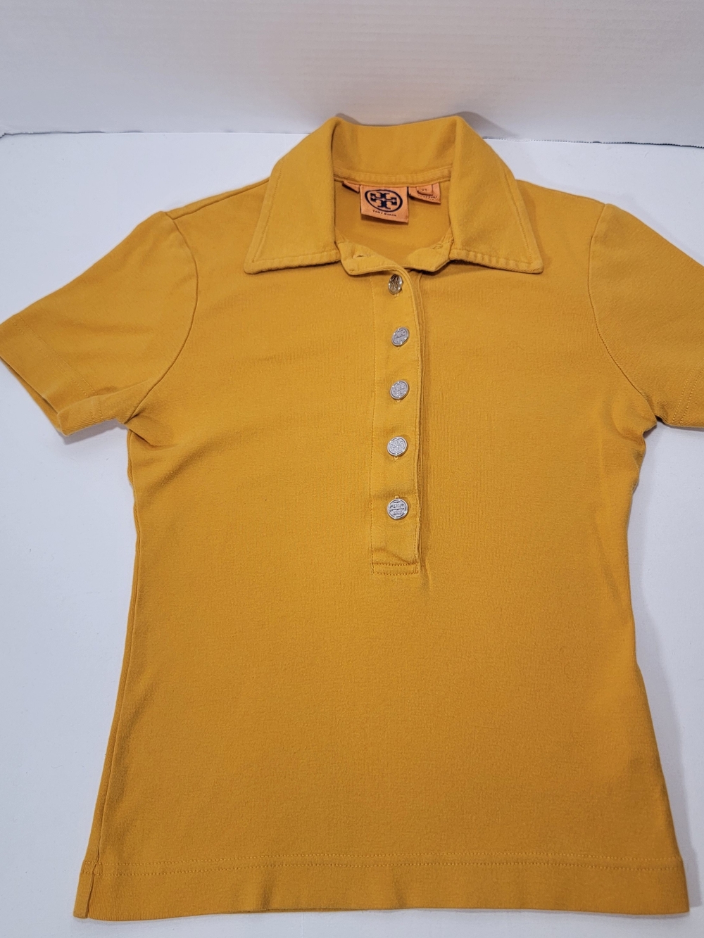Tory Burch Golden Yellow Short Sleeve Button Polo
